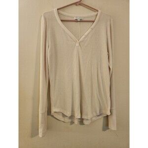 P.J. Salvage Womens Size‎ XL Cream Ribbed Thermal V-Neck PJ Lounge Top